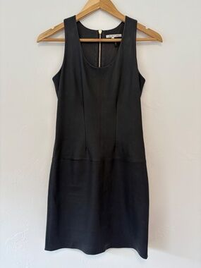 Helmut Lang Black Leather Racerback Dress